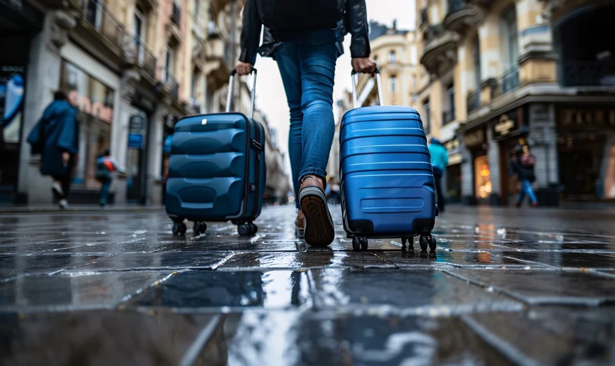 Viajeros conectados globalmente en aeropuerto